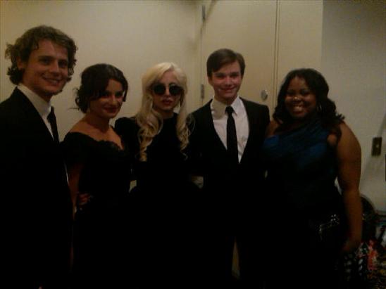 glee-ladygaga Lea Michelle, Lady Gaga & the Glee Cast at the HRC Dinner