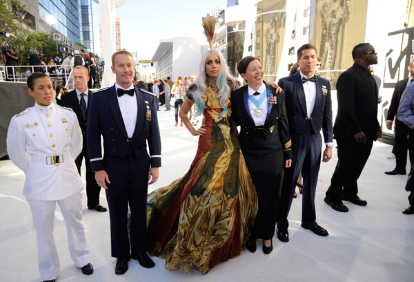 lady gaga 2010 vma dress Brings DADT Discharges to VMAs, Is a Dreamer, Is Not the Only One Ruched front