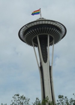 space needle pride flag