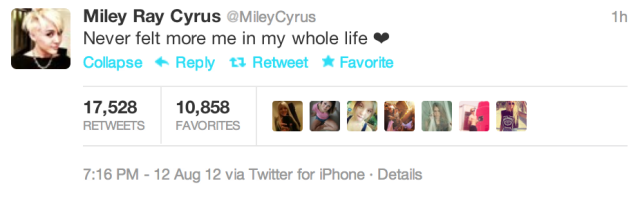 miley haircut tweet