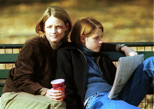 JODIE FOSTER IN NY FOR 'PANIC ROOM' FILM SHOOT.
