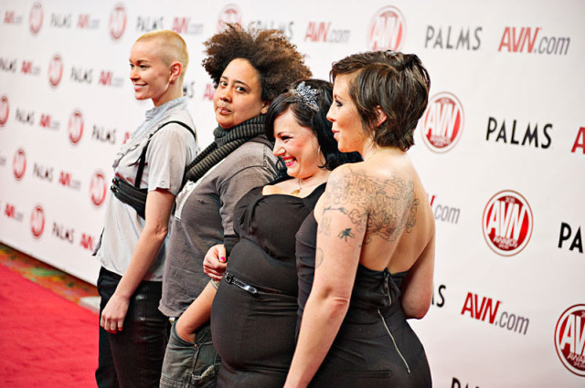 Jiz Lee, Sine Louise, Courtney Trouble and Tina Horn at the AVN 2012.  photo: Jeff Koga. via Jiz Lee's website