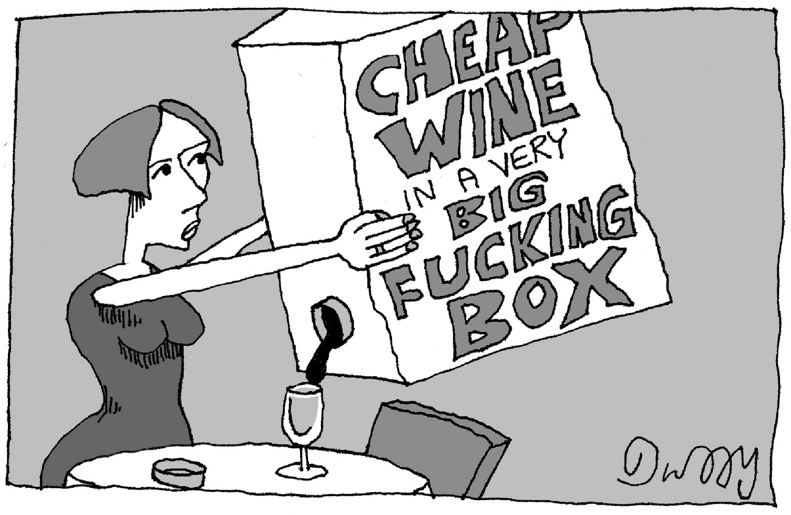A person pouring liquid out of a box labeled 