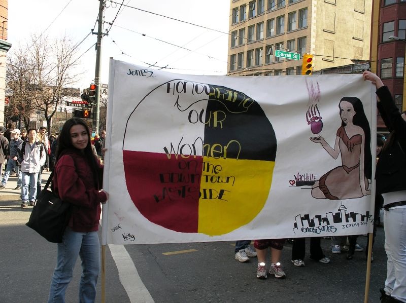 Women's memorial photo in Vancouver's Downtown Eastside, 2005, flickr, credit Renegade98