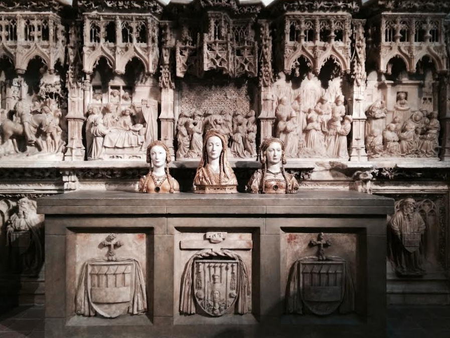 Three reliquary busts judging me at the Cloisters