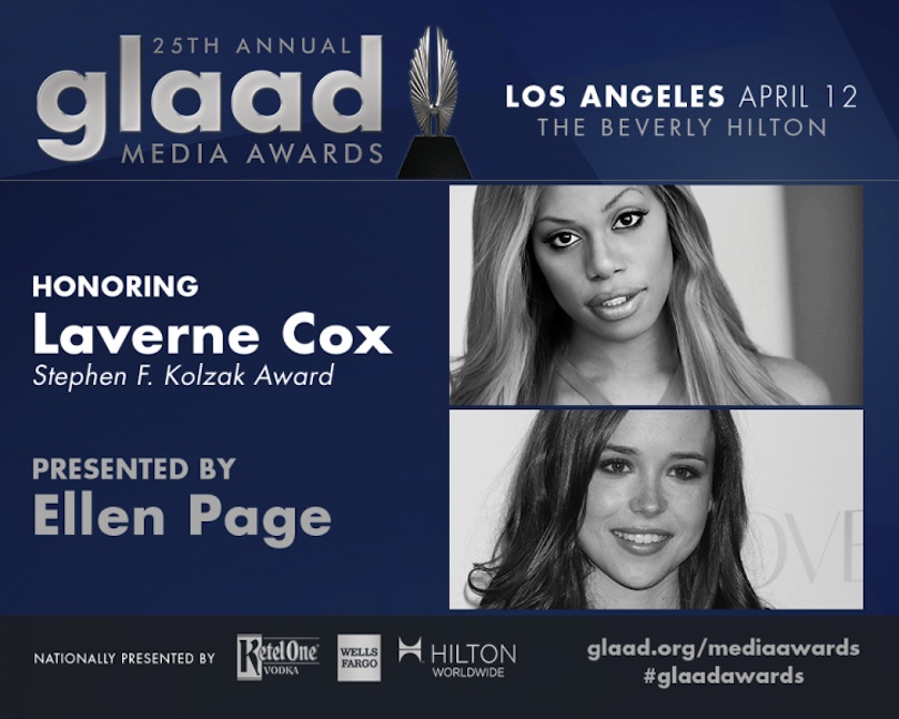 Laverne Cox to Receive GLAAD Stephen F. Kolzak Award, Ellen Page to Present It, Everyone to Swoon