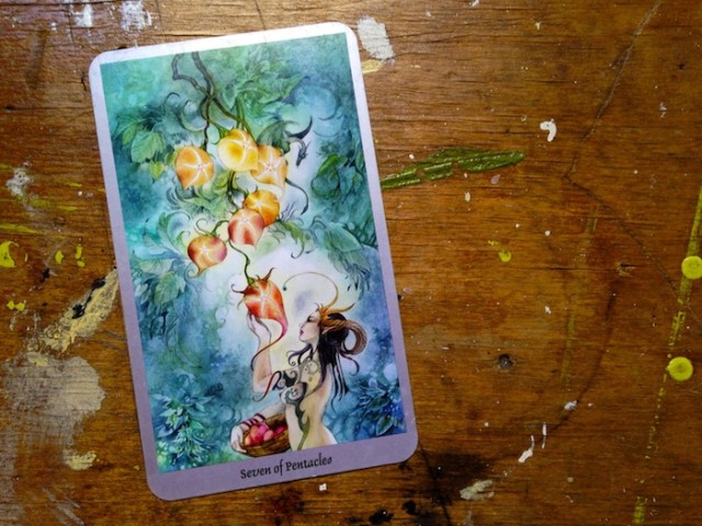 The Seven of Pentacles, from the Shadowscapes Tarot by Stephanie Pui-Mun Law