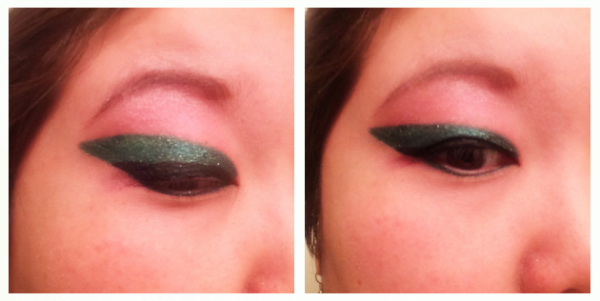 black liner glitter green
