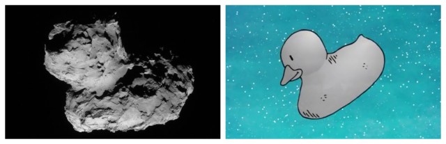 Comet 67P/Churyumov-Gerasimenko, the "singing" comet. Images via ESA. ESA has a really cute and easy to understand animated video about Philae and Rosetta on YouTube.