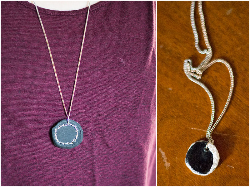 Homesteady: DIY Silver Leaf Moon Phase Pendant