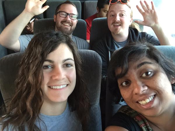 Tiara (bottom right) and the original Screet team from Startup Bus