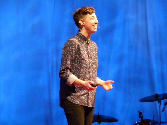 Emilie delivering her TED Talk earlier this year.