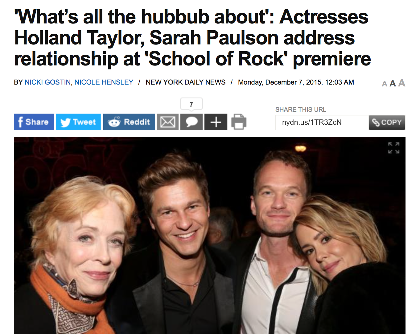 29 Excerpts From Super-Cool Comments Left On Mainstream Media Stories About Holland Taylor and Sarah Paulson