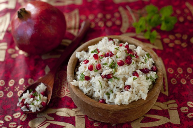 Cinnamon Infused Pomegranate Saffron Rice