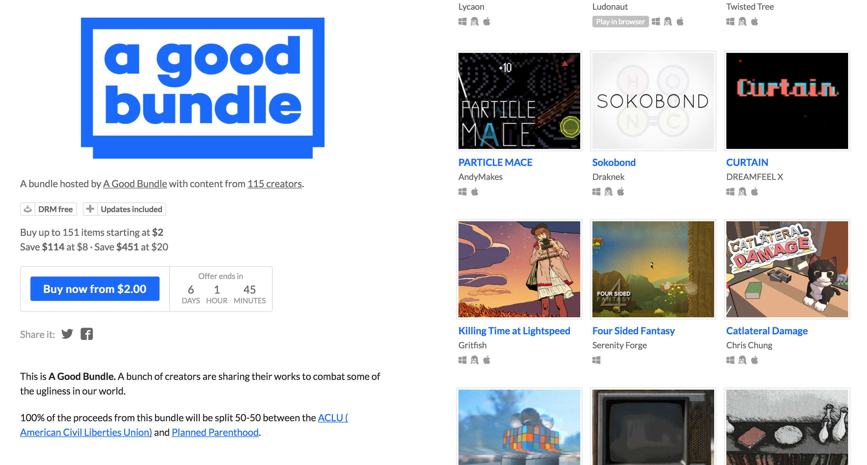 Team Pick: Play Games, Support Both Planned Parenthood and The ACLU
