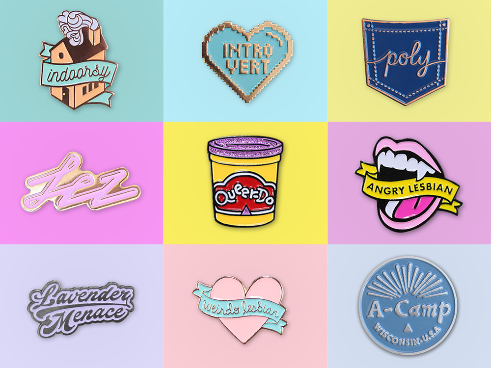 NEW MERCH ALERT: Enamel Pins for Introverts, Weirdos, Lesbians, Queerdos, Poly People and More!