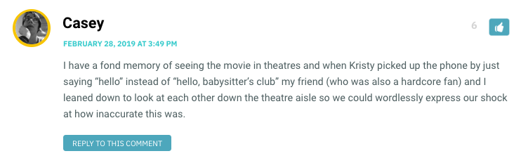 I have a fond memory of seeing the movie in theatres and when Kristy picked up the phone by just saying “hello