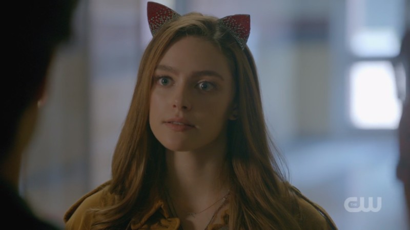 Hope wears a headband with kitty ears and is looking like she could fuck you up