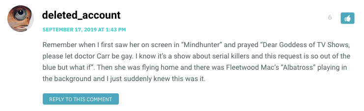 Remember when I first saw her on screen in “Mindhunter