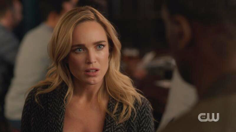 Sara looks appalled at the notion Oliver is dead but also very fucking hot