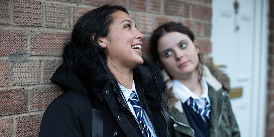 two girls against a wall from the underrated lesbian television show In My Skin