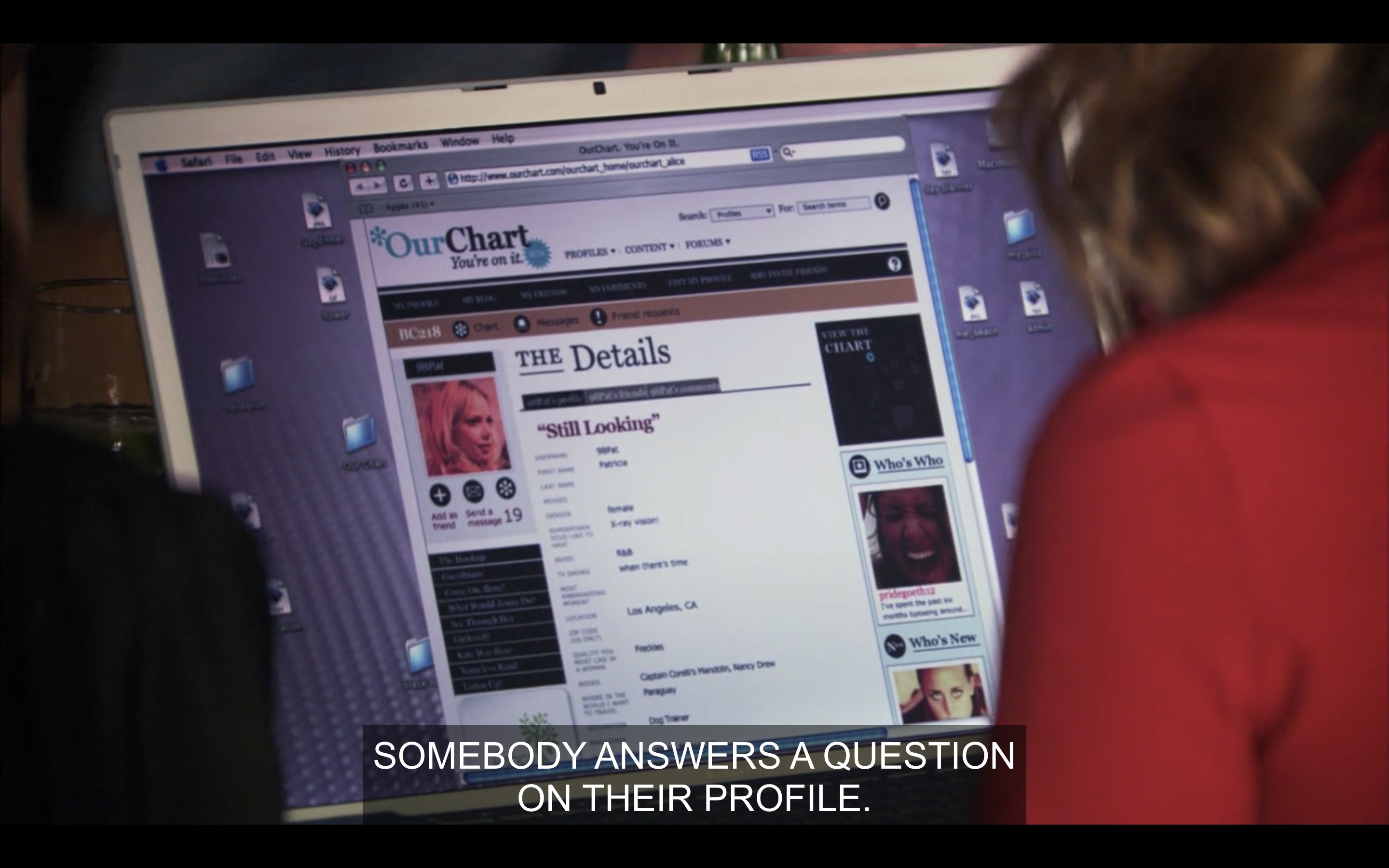 Computer screen with an OurChart profile pulled up. 