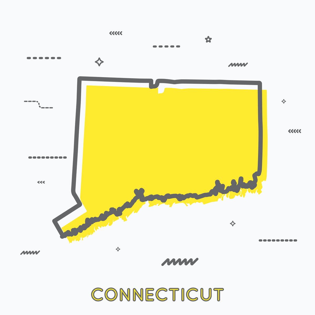 A Yellow Outline of Connecticut