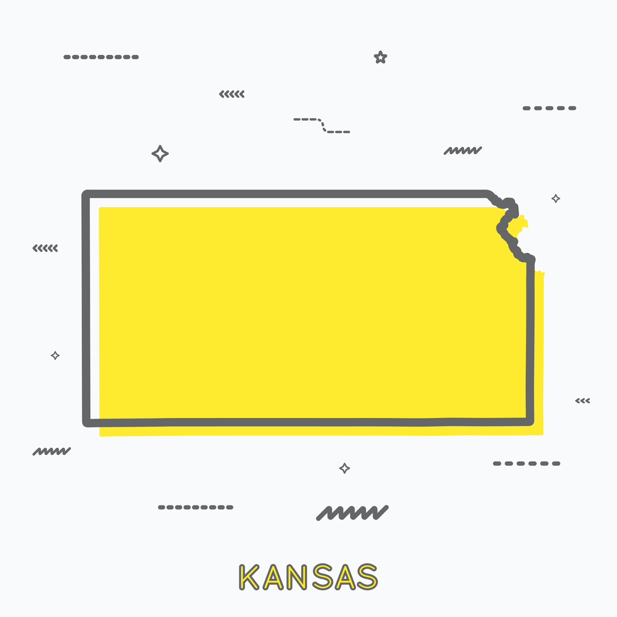 A Yellow Outline of Kansas