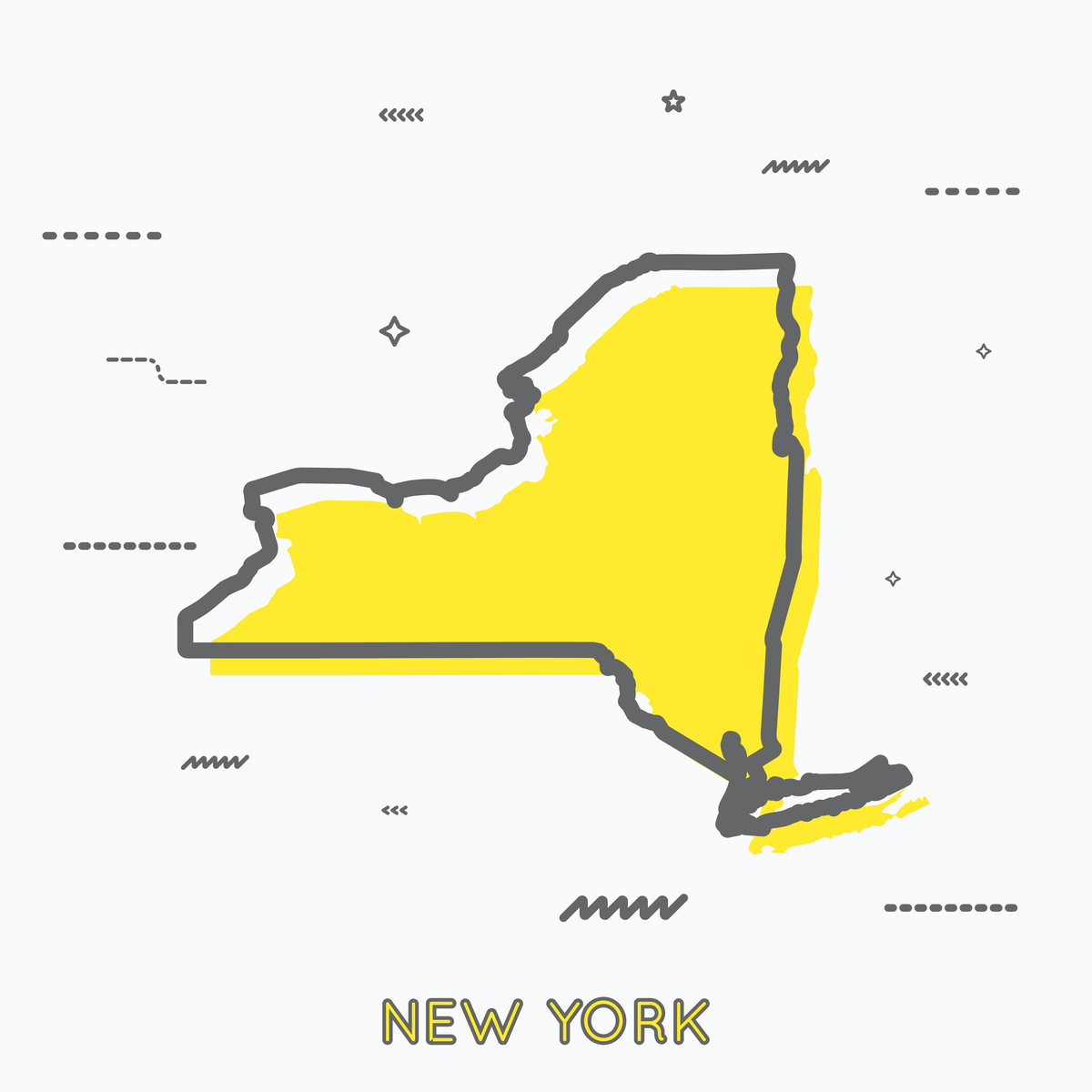 A Yellow Outline of New York