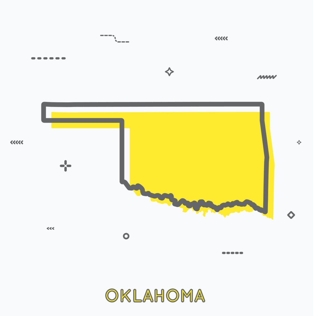 A Yellow Outline of Oklahoma