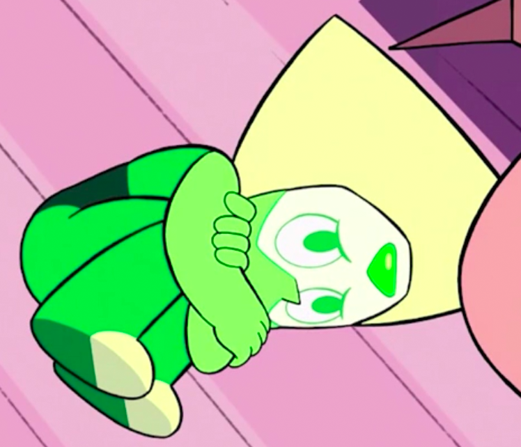 Peridot sad curled in a ball