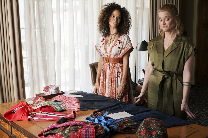 Stef and Lena take a look at their outfits for the night's festivities.