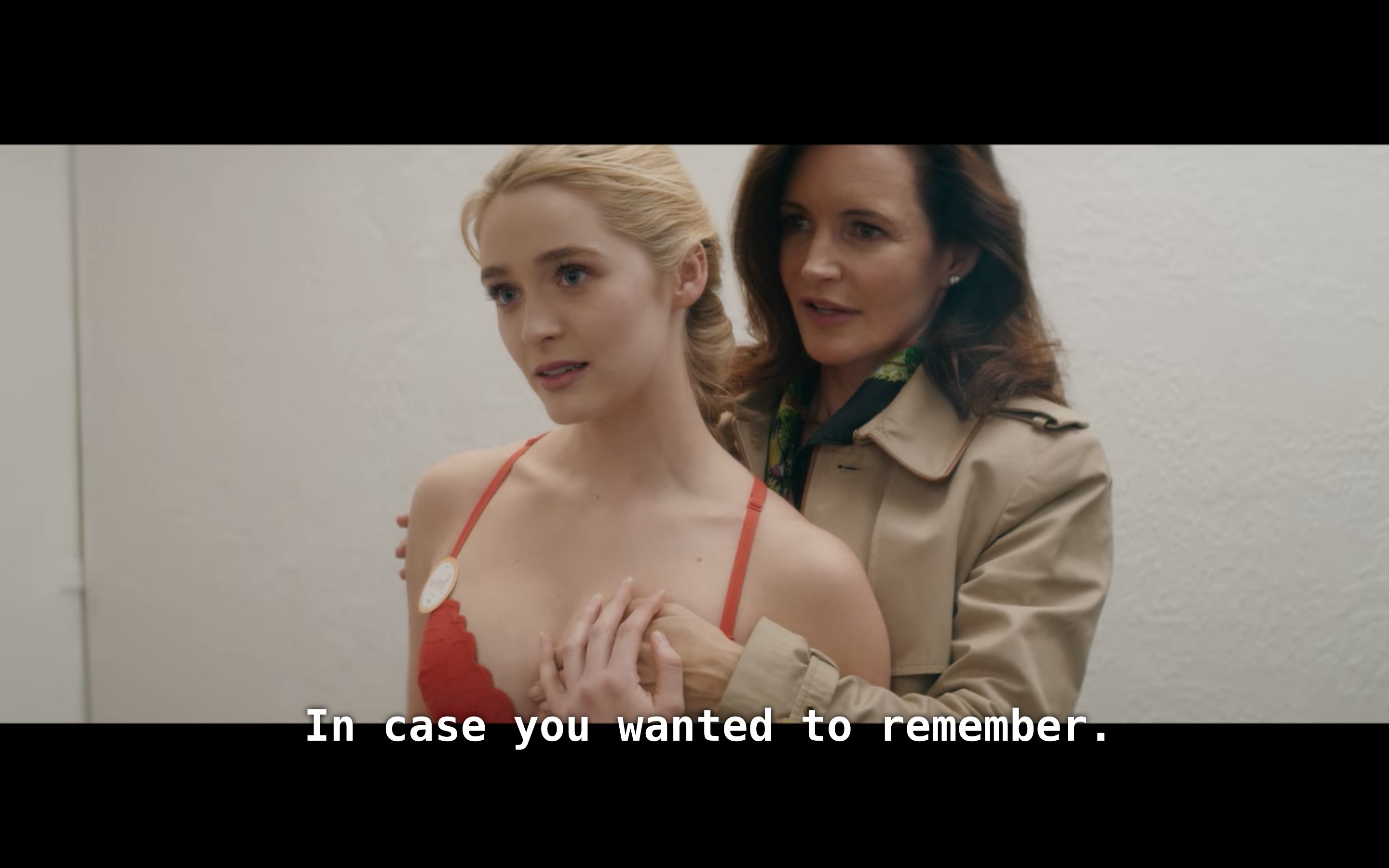 Mary now has her hand fully on Grace's breast in the red bra
