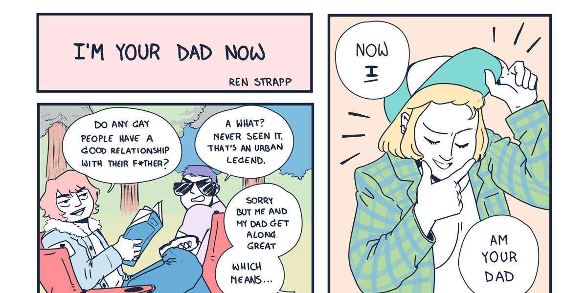 In a three panel comic colored in pastel tones, the first panel reads: 