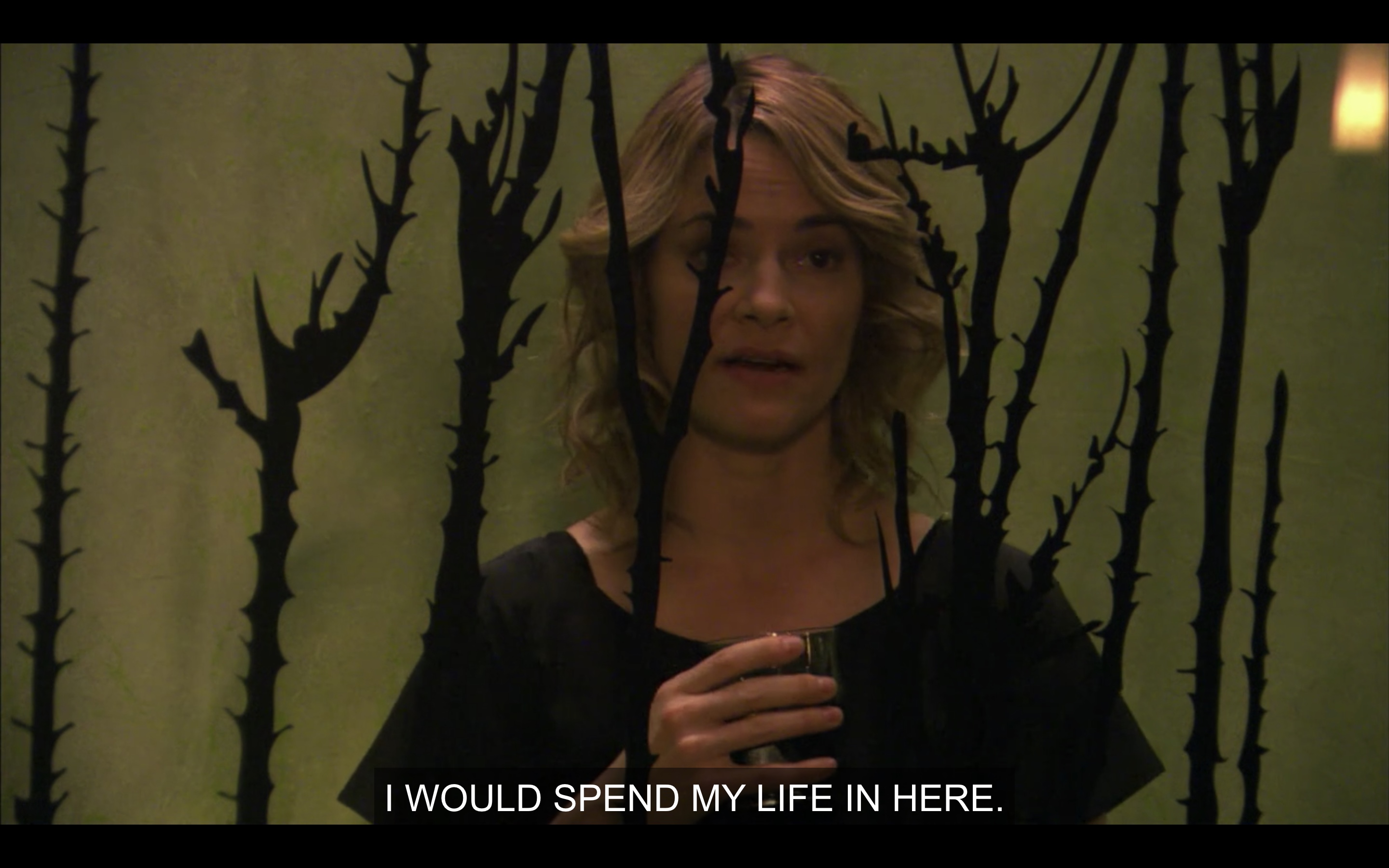 Alice in the shower saying "I would spend my life in here"