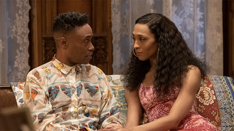 MJ Rodriguez and Billy Porter talk on the couch