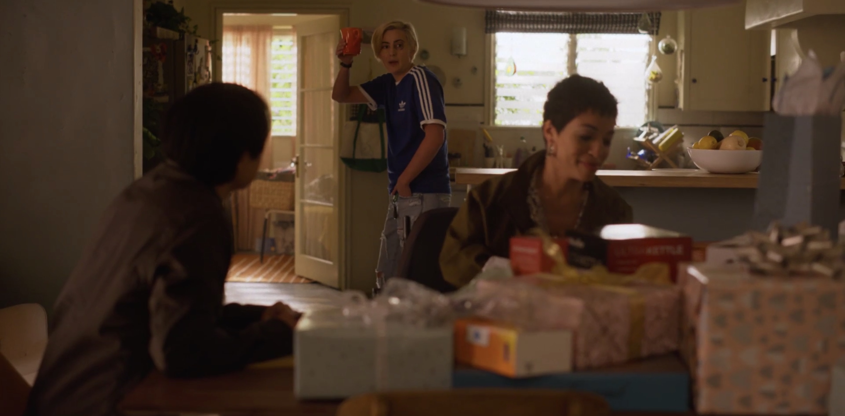 Finley with a thing in the kitchen
