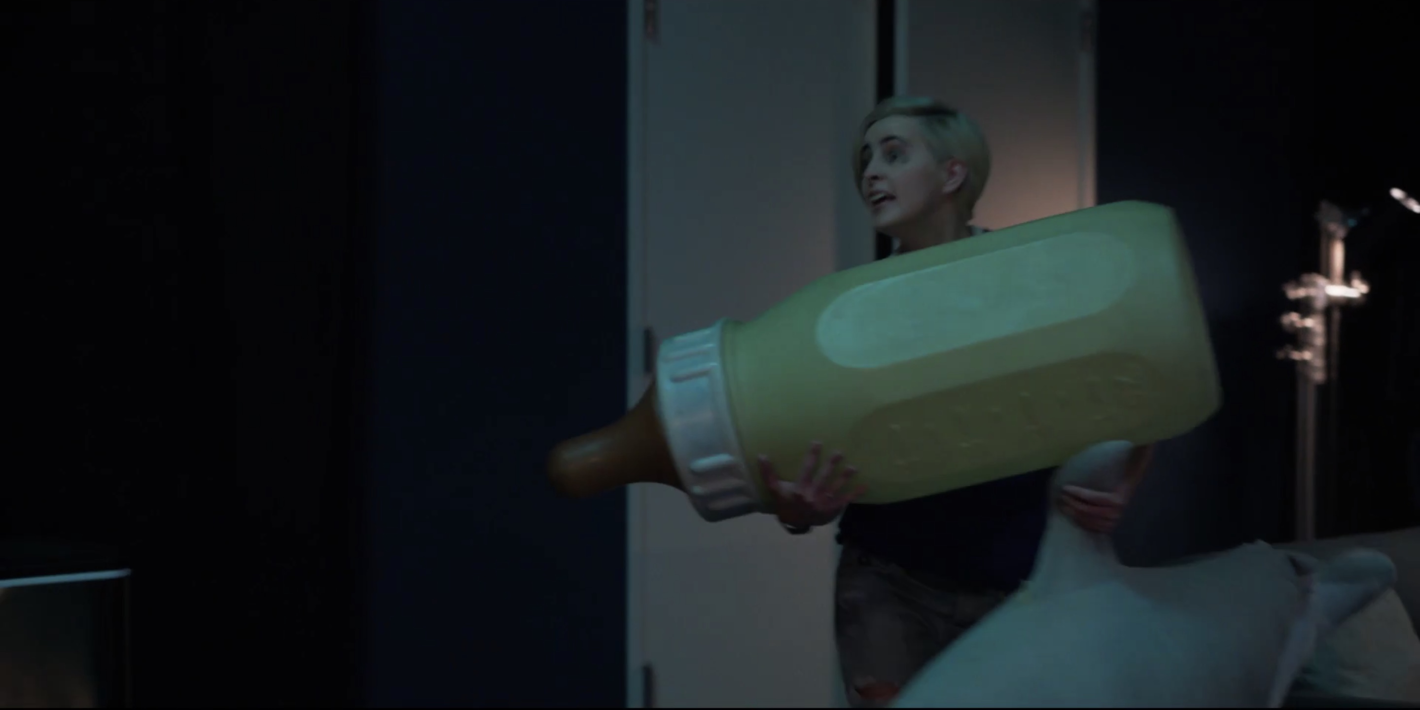 Finley with a giant bottle