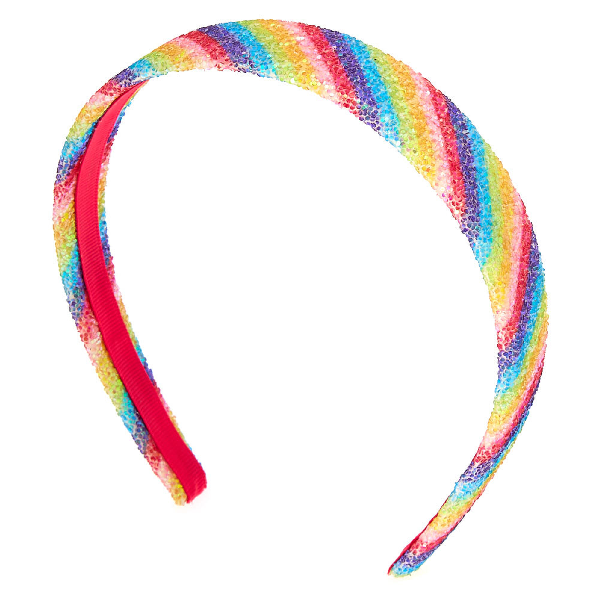 an alice band in gaudy rainbow colours