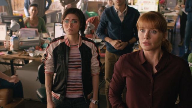 Still from "Jurassic World" featuring Dr. zia rodriguez in a cute jacket