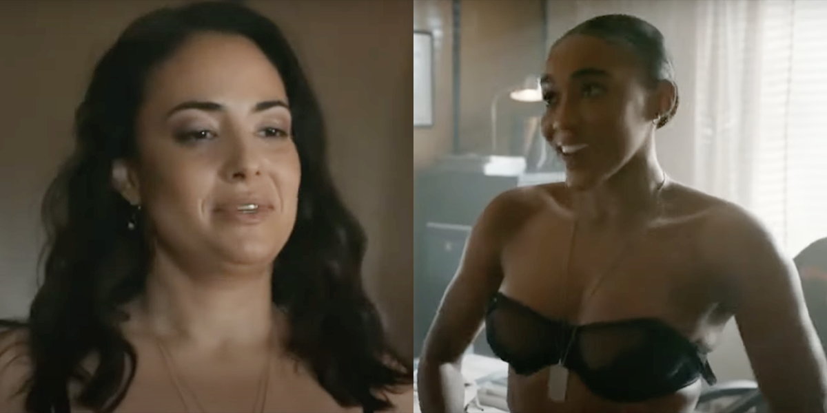 AJ & Alexis stare at each other with swoony eyes after an office hookup
