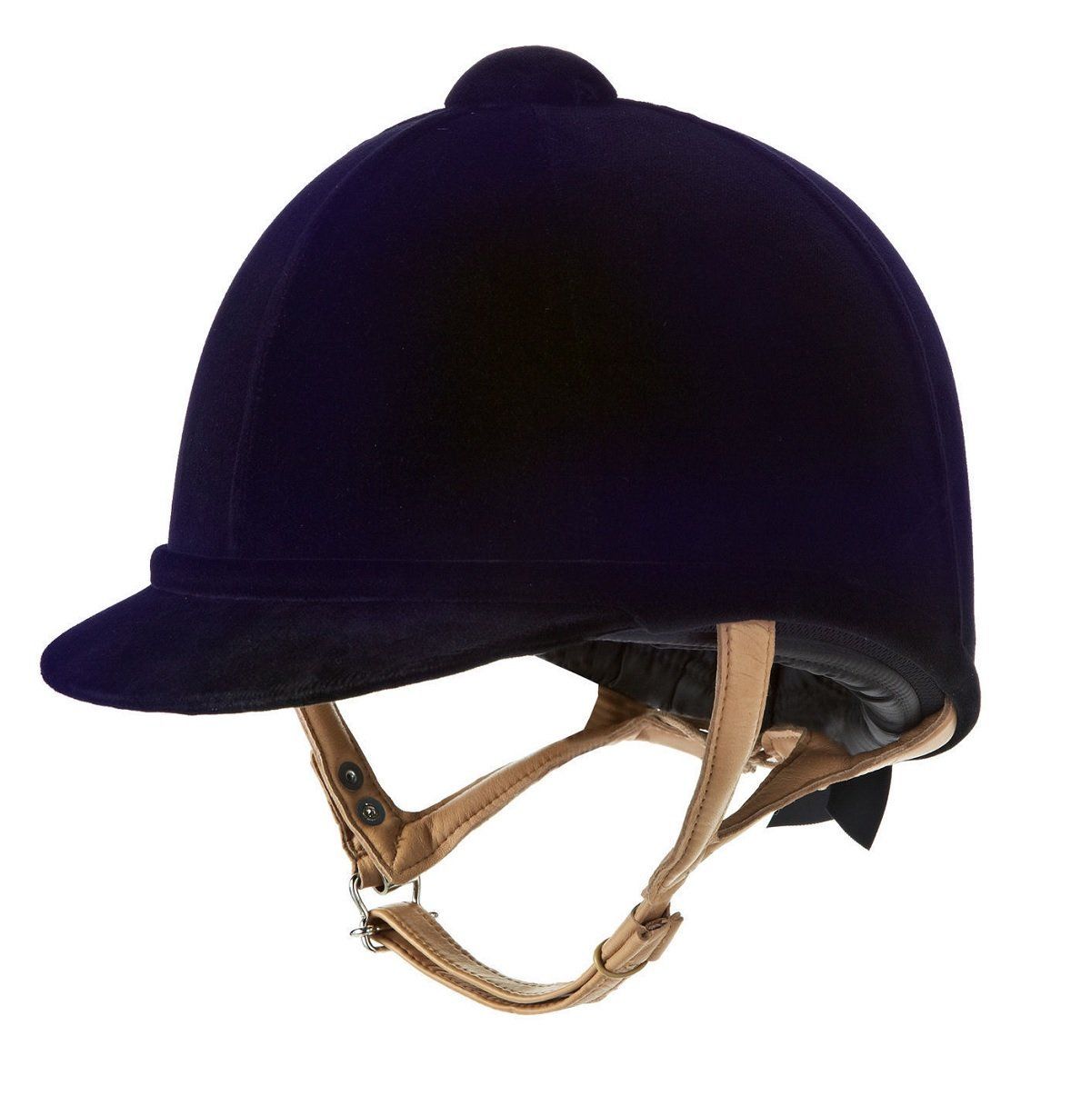 a black horse riding helmet