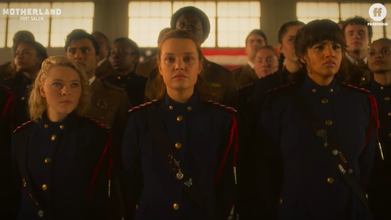 Motherland Fort Salem episode 209: Raelle, Tally, and Abigail stand tall shoulder to shoulder