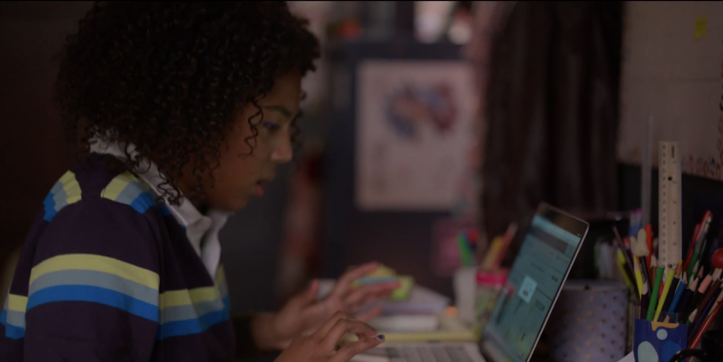 Angie on her laptop