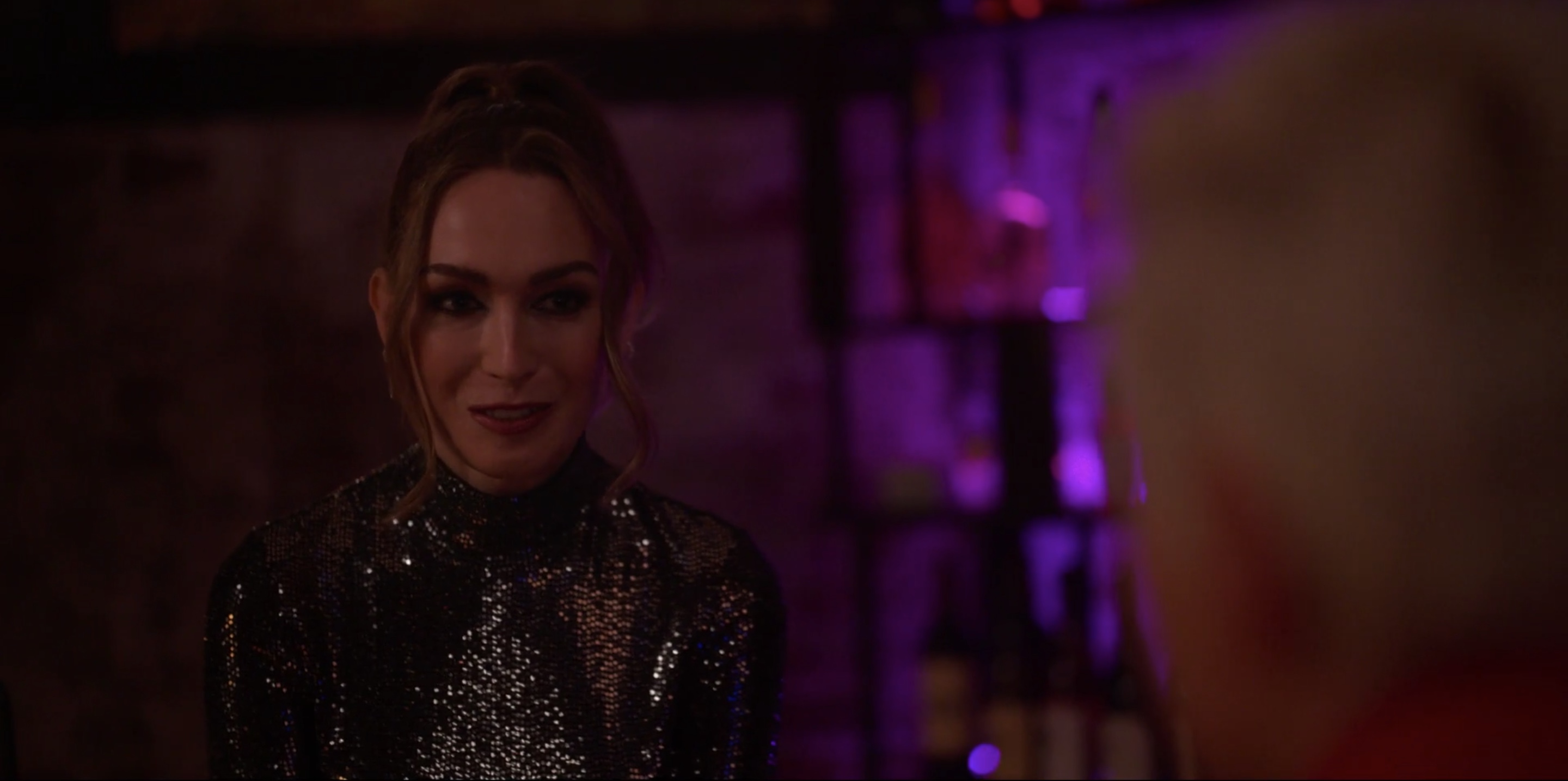 Jamie looking hot in her dress in the back
