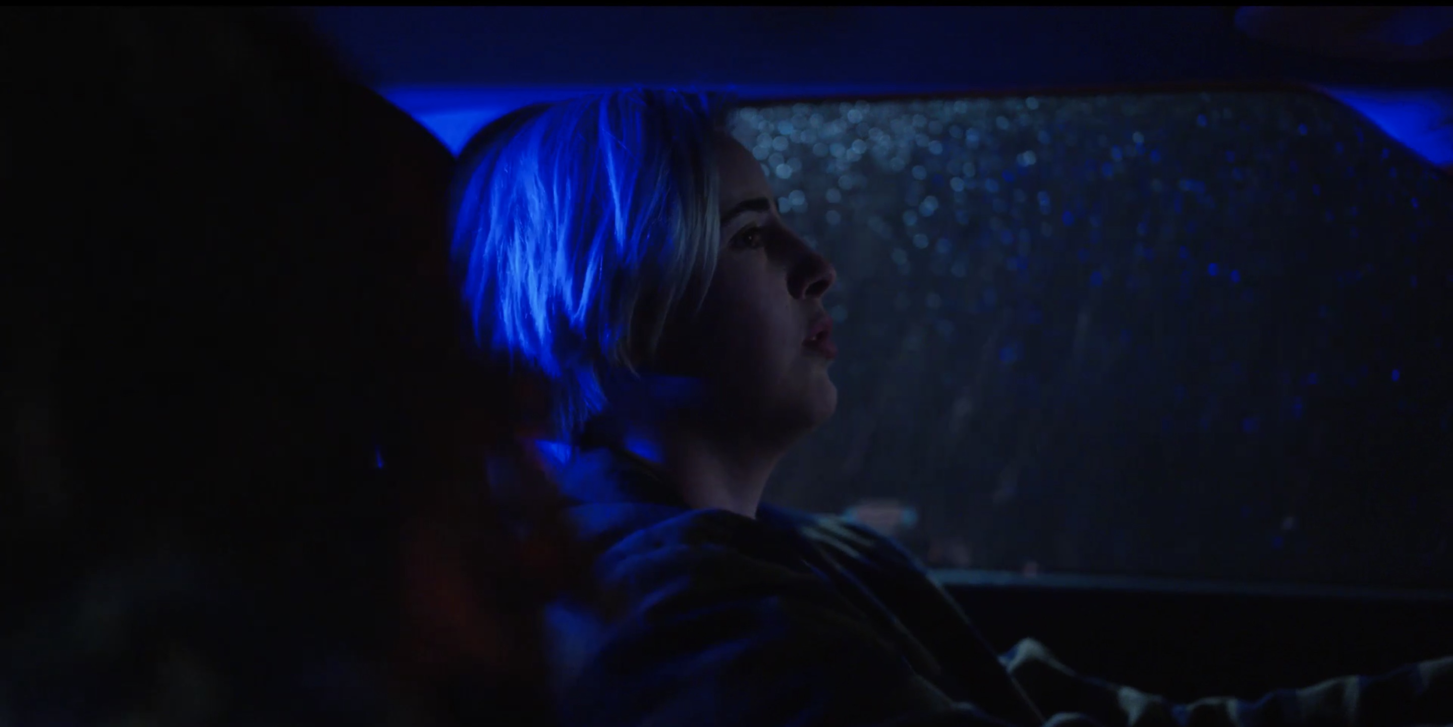 Finley takes a deep breath as the cops approach her vehicle