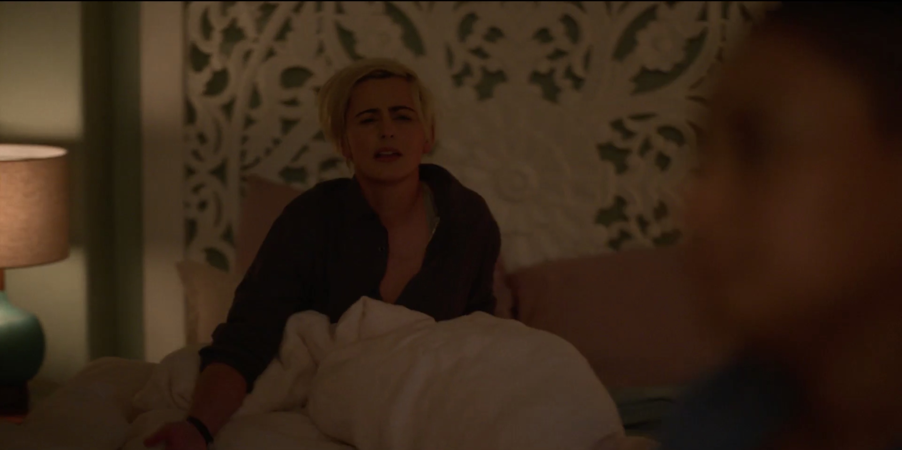Finley drunk in bed
