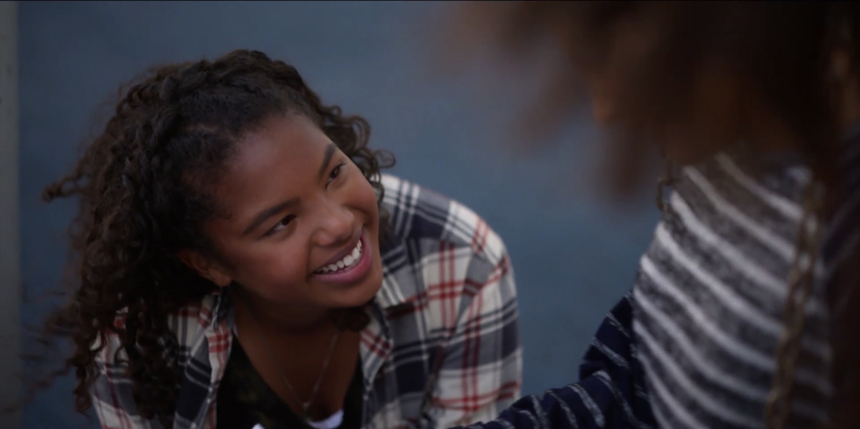 Angie smiling up at Kayla