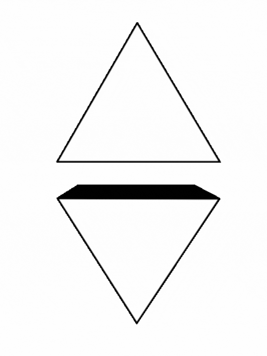 two spinning pyramids that form a kind of diamond shape