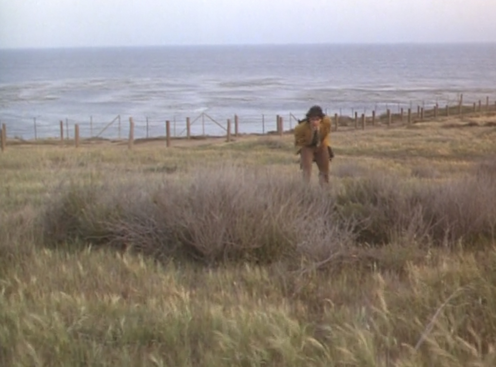 Frank Jr tied to a chair near the ocean